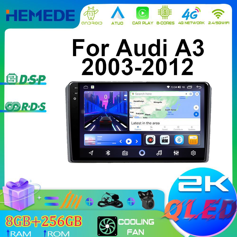 Suitable for 03-12 Model Audi A3 Car Navigation, Carplay Central Control Screen Navigation All-In-One Machine, Gps Smart Audio and Video