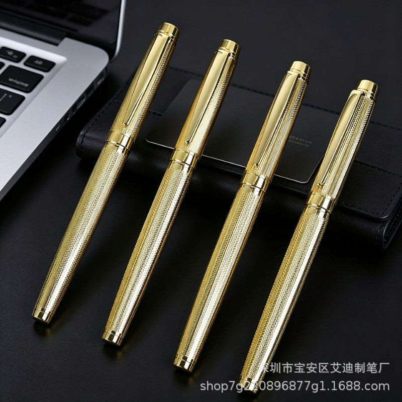 Creative electroplated engraved metal ballpoint pen for business office and meeting signatures, wholesale promotional gift gel pens