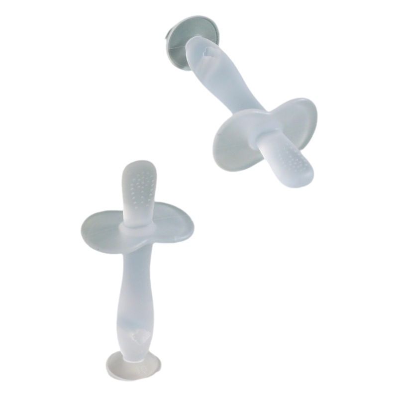Silicona teether bebé molar juguete teether bebé cepillo de dientes de silicona cepillo de dientes teether stick con ventosa