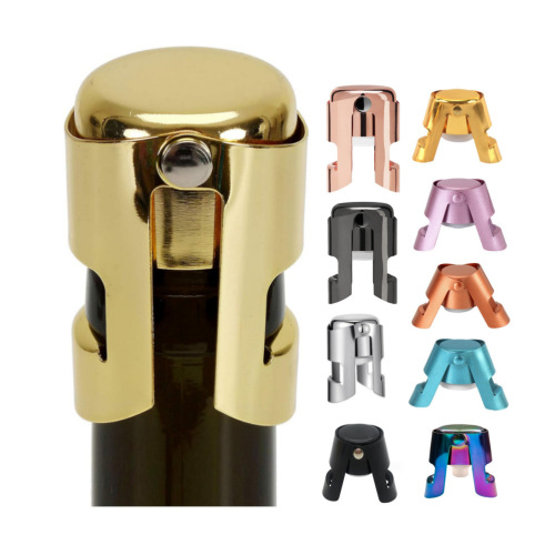 Factory Direct Wholesale Stock Stainless Steel Electroplated Champagne Cork Bubbly Bottle Stopper Painted Short Cap Champagne Bottle Stopper Long Cap
