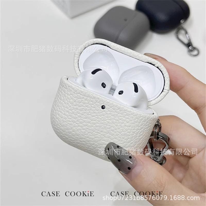 Patrón de lichi PU piel airpods4 funda protectora todo incluido piel aripodspro2 generación auriculares estuche Pro funda blanda