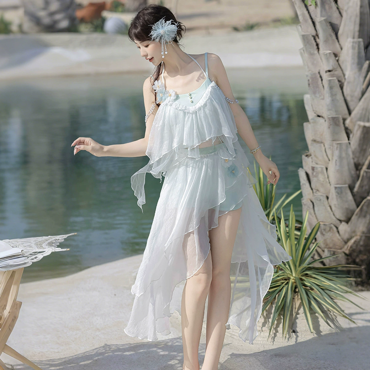 Xiong Doujiang, оригинальный дизайн, летняя пляжная женская юбка-шорты в стиле Лолиты на подтяжках, милый купальник, костюм 7296