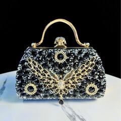 新款跨境水鑽手拎包小眾設計名媛氣質高端宴會鑲鑽單肩斜挎晚宴包