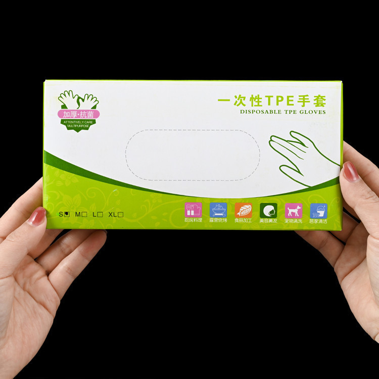 Guantes desechables de grado alimenticio Guantes de película TPE para el hogar Guantes engrosados y duraderos para la limpieza de la cocina, a prueba de aceite y a prueba de manchas