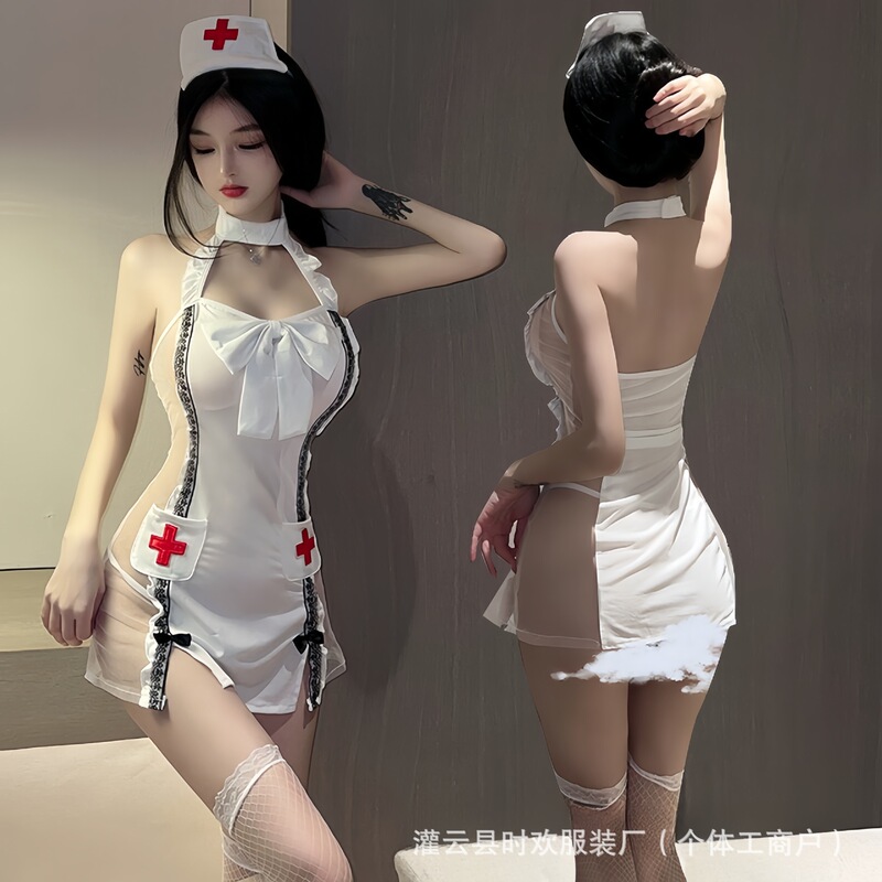Sexy Lingerie Nurse Temptation Passionate Sexy Suspenders Hollow See-Through Hot Pajamas Uniform No-Take-Off Suit Dropshipping