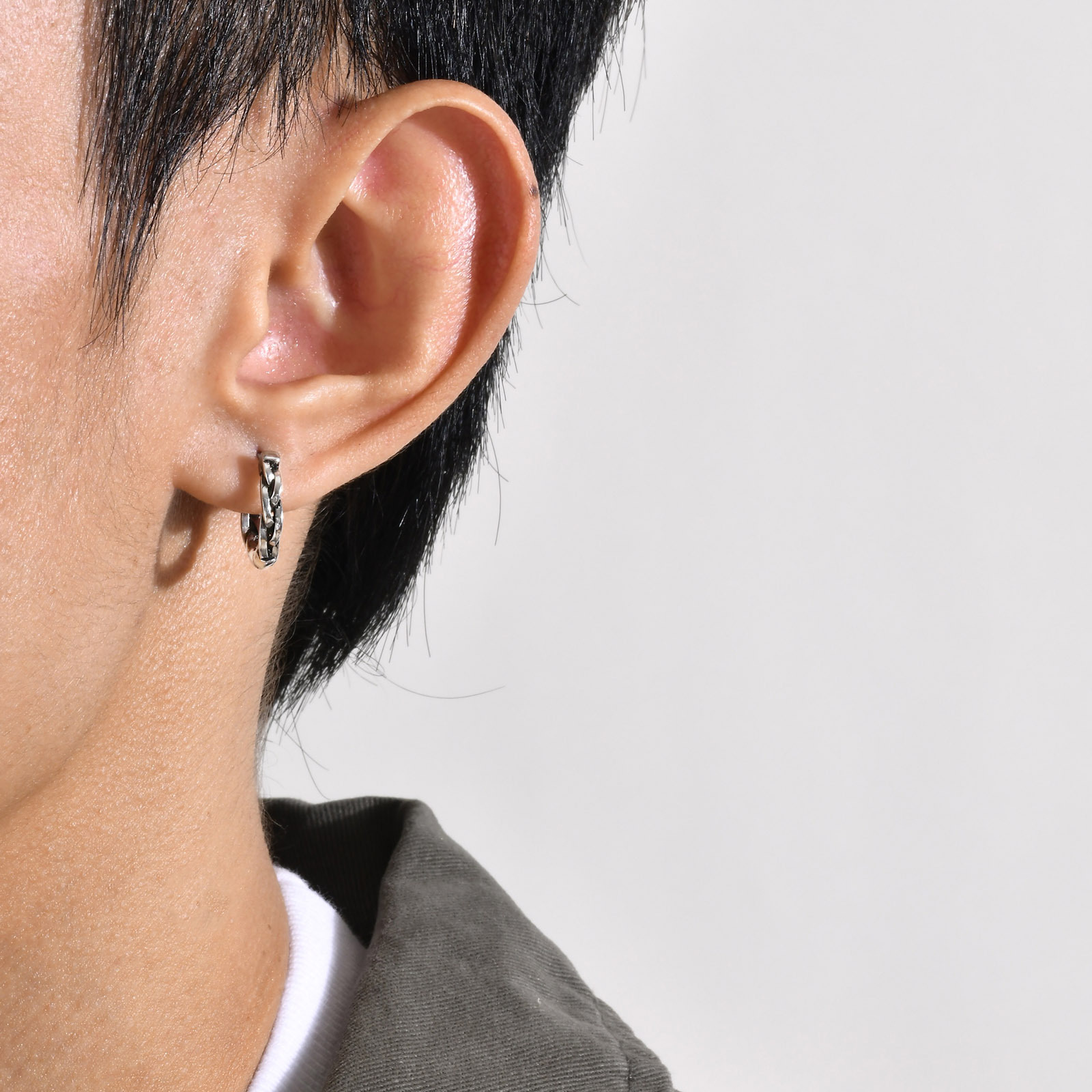 Men's earrings wholesale stainless steel twist ear ring steel color personality accessories quanxi water jewelry EH-467