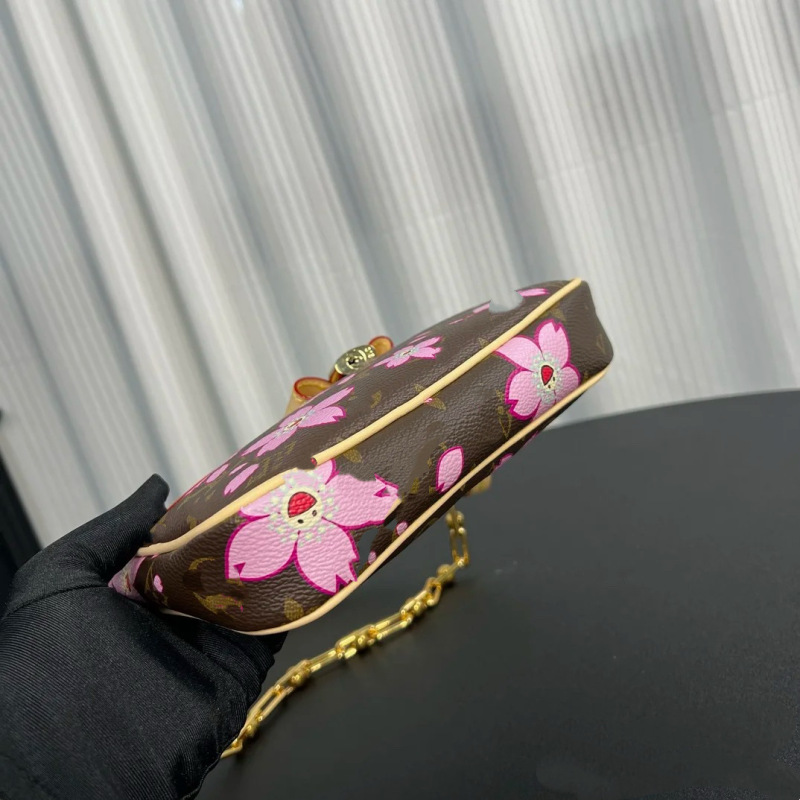 2025 新しいバッグ脇の下ハイエンド桜老眼多用途麻雀トレンディなファッション小さな正方形バッグシングルショルダークロスボディバッグ|undefined