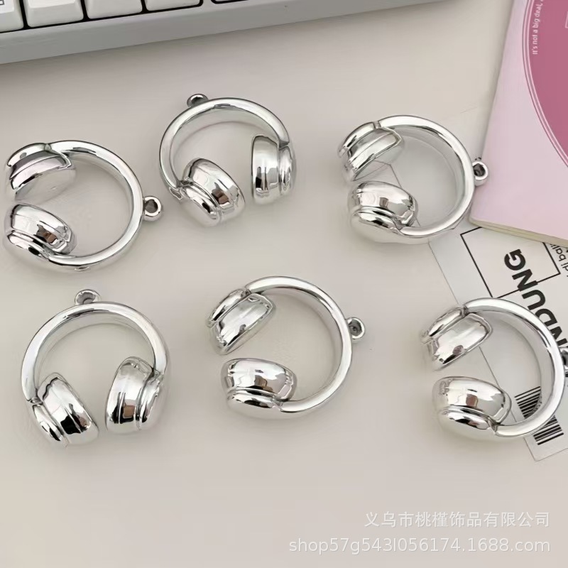 亚克力烤漆双色渐变耳机珠吊孔珠diy手机链吊坠项链材料饰品配件|undefined