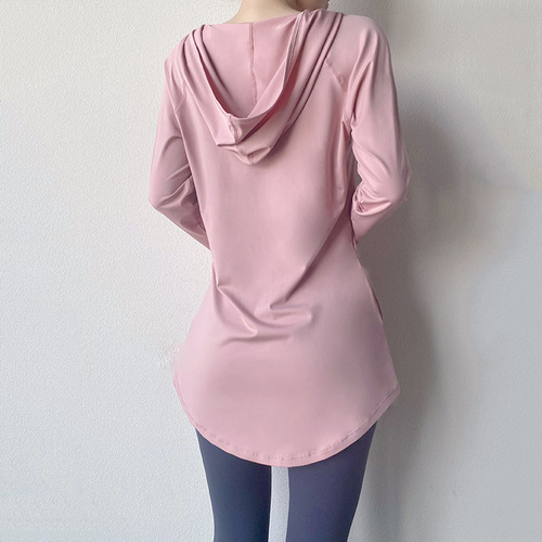 Women's Loose and Slimming Yoga Hoodie for Spring and Autumn, Large Size, Long Sleeve Sports Top with Hood
