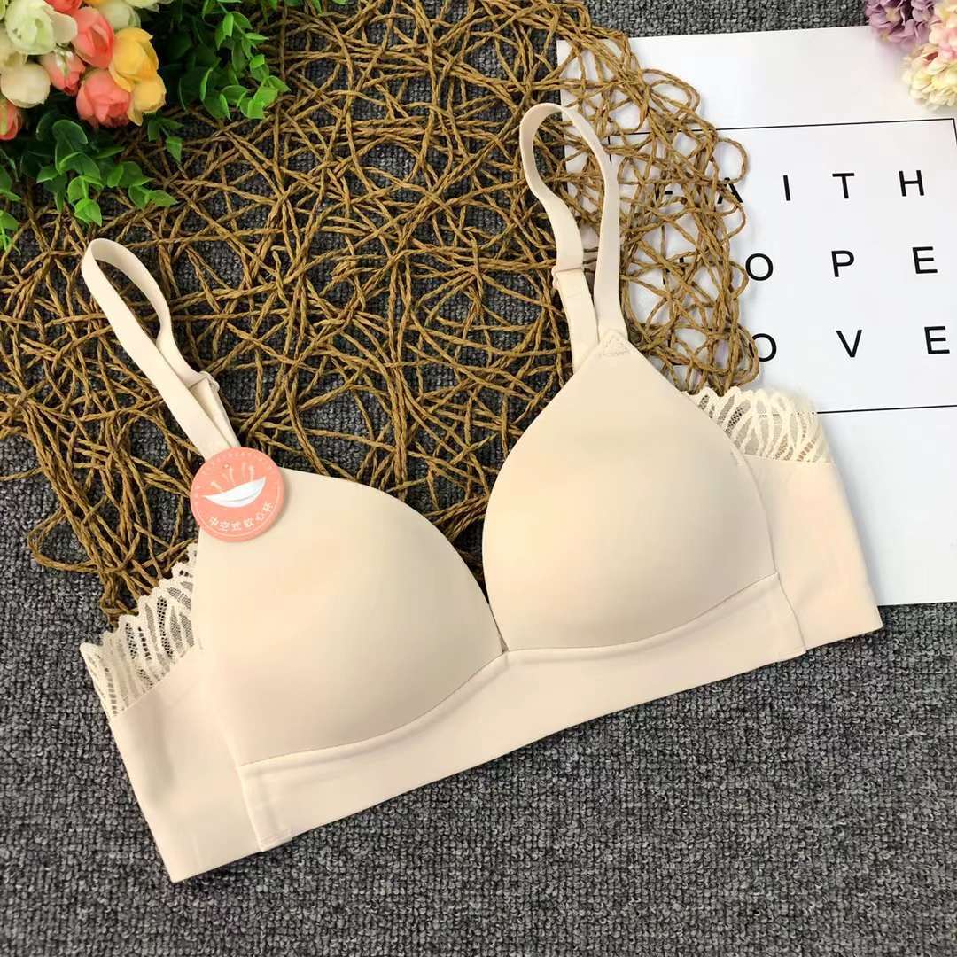 Color mezclado ropa interior caliente brillante encaje borde sujetador push up transpirable ajustable dos pecho sujetador