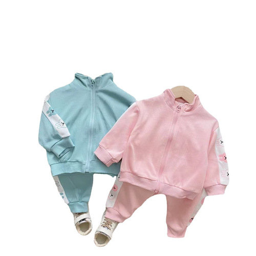 Boys' and Girls' Spring Outfit Children's Set 2024 New Kids' Apparel Korean Style Sports Children's Set Two-Piece Wholesale