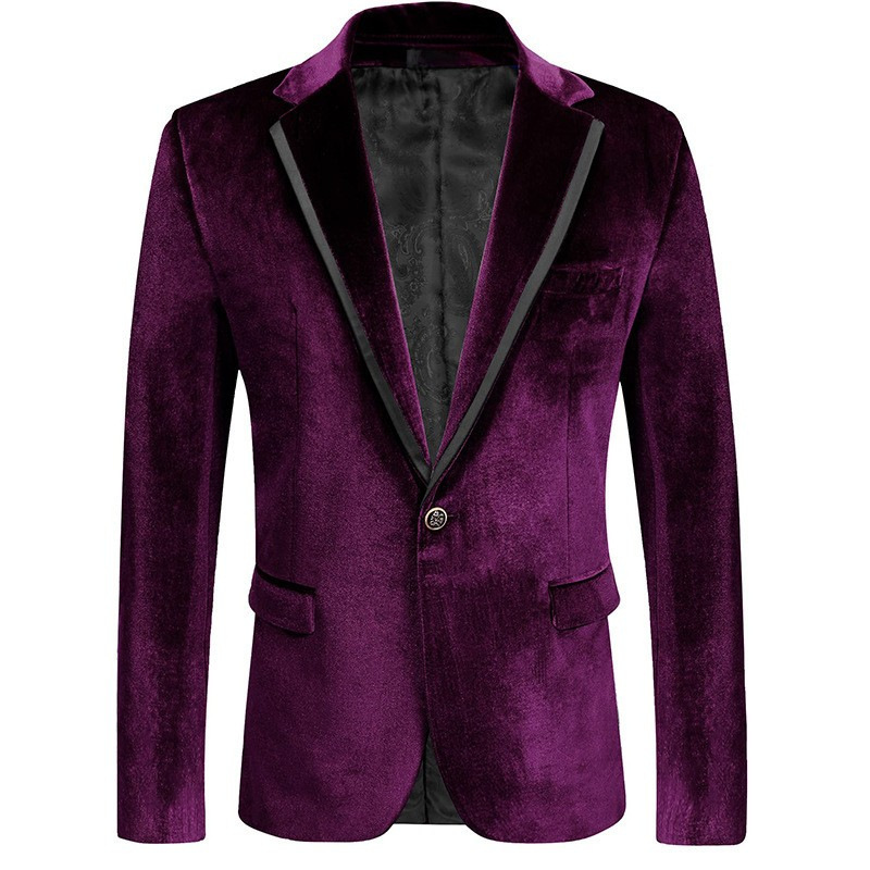 Cross-border New Spring and Autumn Men's Golden Velvet Casual Suit Jacket Foreign Trade Slim-fit Small Suit Youth Dress Thin