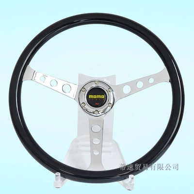 Steering wheel glossy black round hole 15inch - model-c-15inch-black-electroplated-steering-wheel
