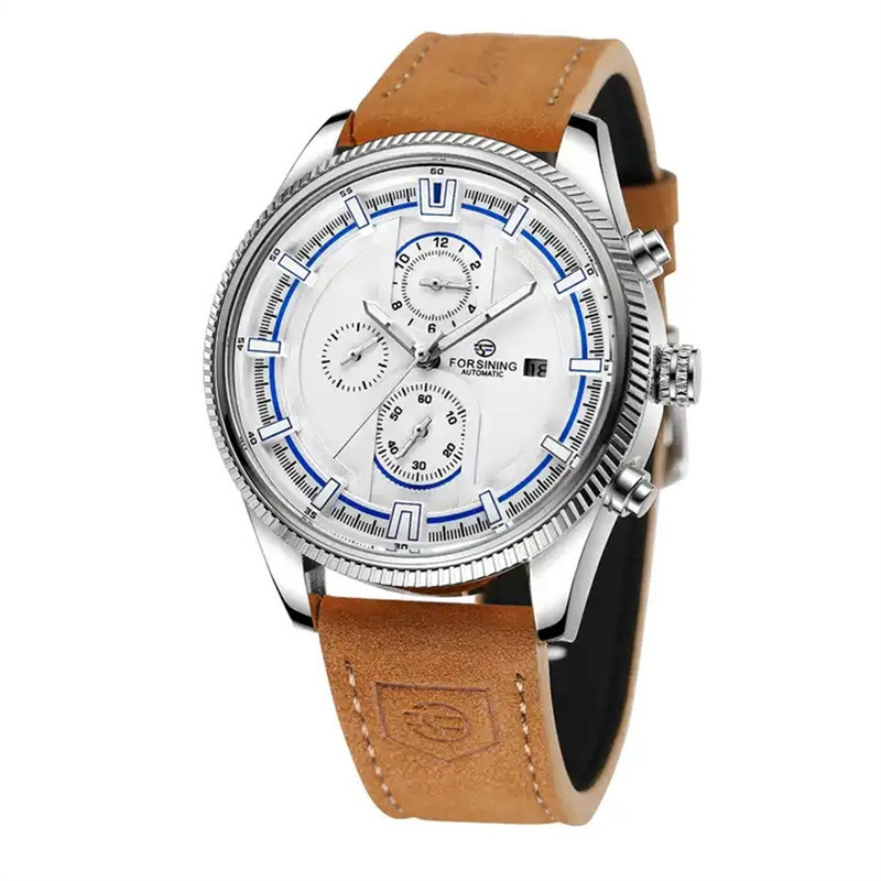 Forsining estilo europeo y americano multi-funcional casual hombres reloj mecánico automático moda deportes motocicleta reloj