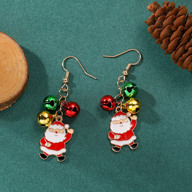 14g Weight Alloy Ear Needle Material Drop Earrings Classification 1 Pair Quantity Holiday, Festival Occasion Alloy Material Christmas Festival Christmas Tree, Santa Claus, Bell Pattern Women's Gender Cute Style 1 Pair Christmas Cute Christmas Tree Santa Claus Bell Alloy Drop Earrings 7