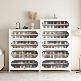 家用钢制防尘鞋柜门口玄关收纳鞋柜上翻门鞋柜大容量多层铁艺鞋架