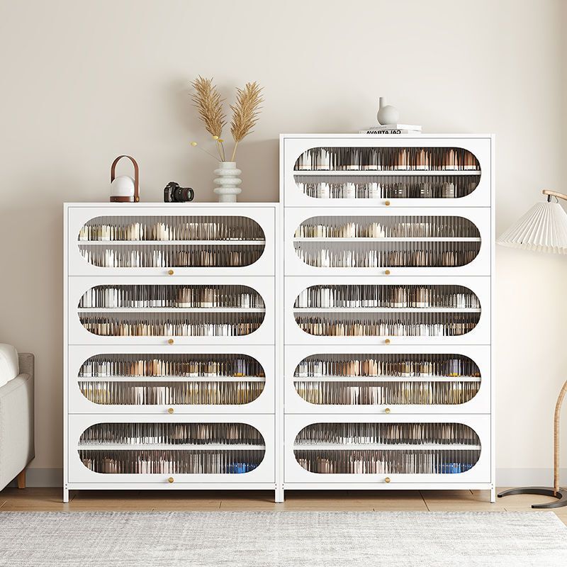 Household Steel Dust-Proof Shoe Cabinet Doorway Entrance Storage Shoe Cabinet Flip-Up Door Shoe Cabinet Large Capacity Multi-Layer Iron Shoe Rack