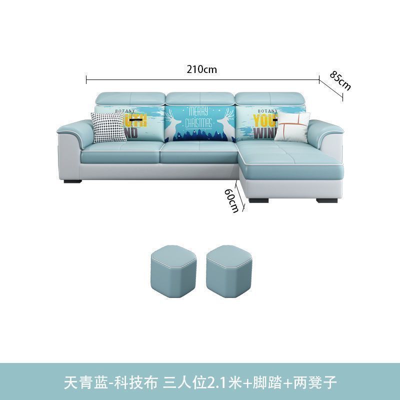 新款布艺沙发客厅简约现代免洗公寓大小户型北欧风两用全套家具|undefined