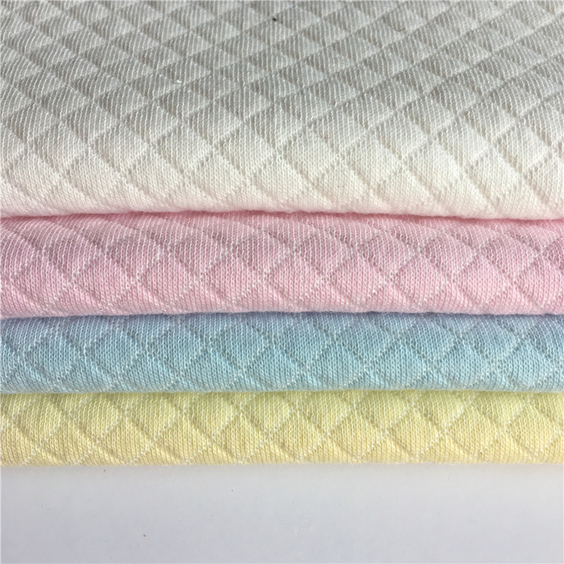 40S小菱形格提花空气层 一面棉小格子夹丝针织面料秋冬睡衣家居服