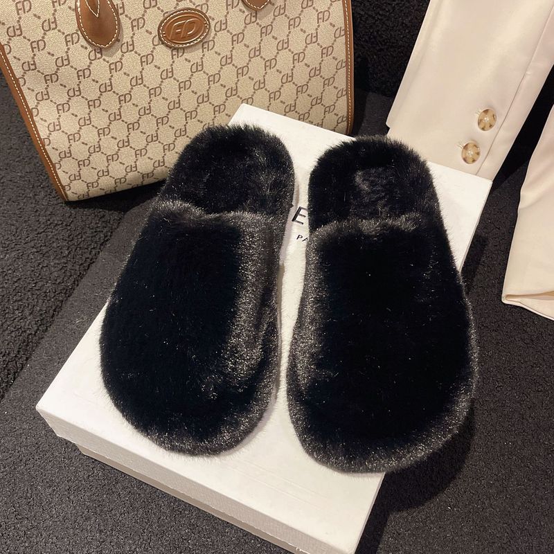秋冬の新型の包頭は快適で柔らかい底の中にベルベットをつけて家の外に保温ファッションを着て毛羽立ちのスリッパ卸売りをしている|undefined