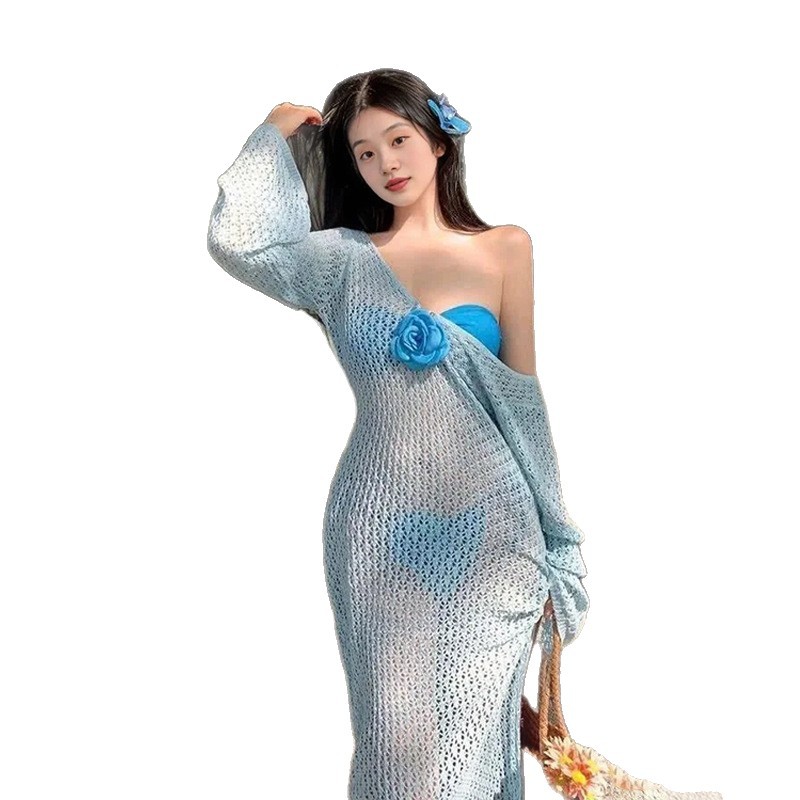 2025 nuevo estilo tailandés traje de baño blusa falda larga bikini sexy dividido traje de baño de vacaciones de alta gama traje de baño femenino