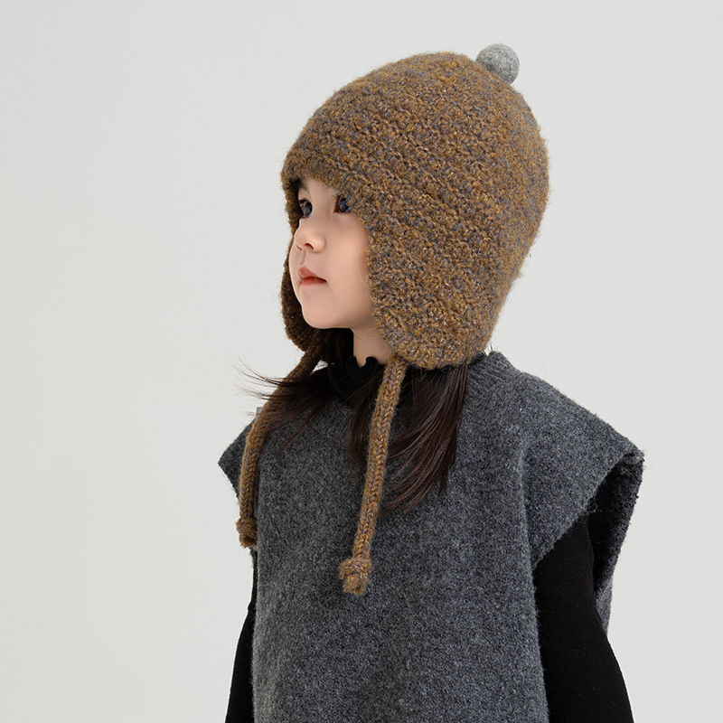 Sombreros para niños otoño y invierno bebés sombreros de punto sombreros calientes para niños niñas sombreros de lana sombreros protectores de orejas sombreros de cabeza a prueba de viento