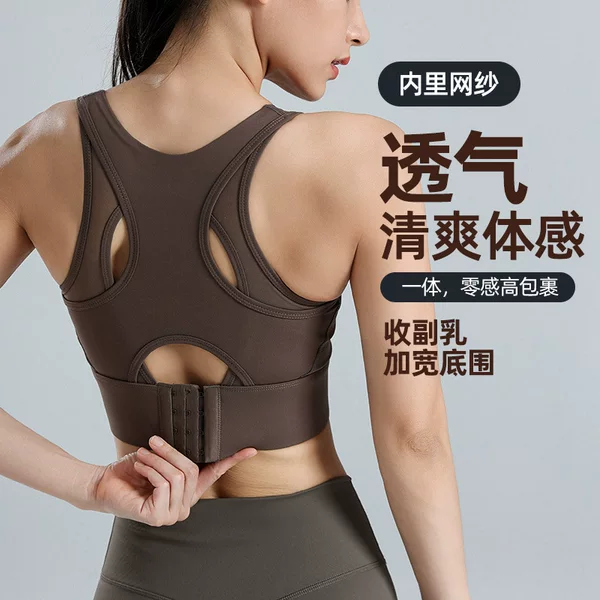 Women's Sports Bra, Large Size, Shockproof for Running, Minimizes Large Bust, Breathable Mesh, Beautiful Back, Pilates Yoga Fitness Bra
