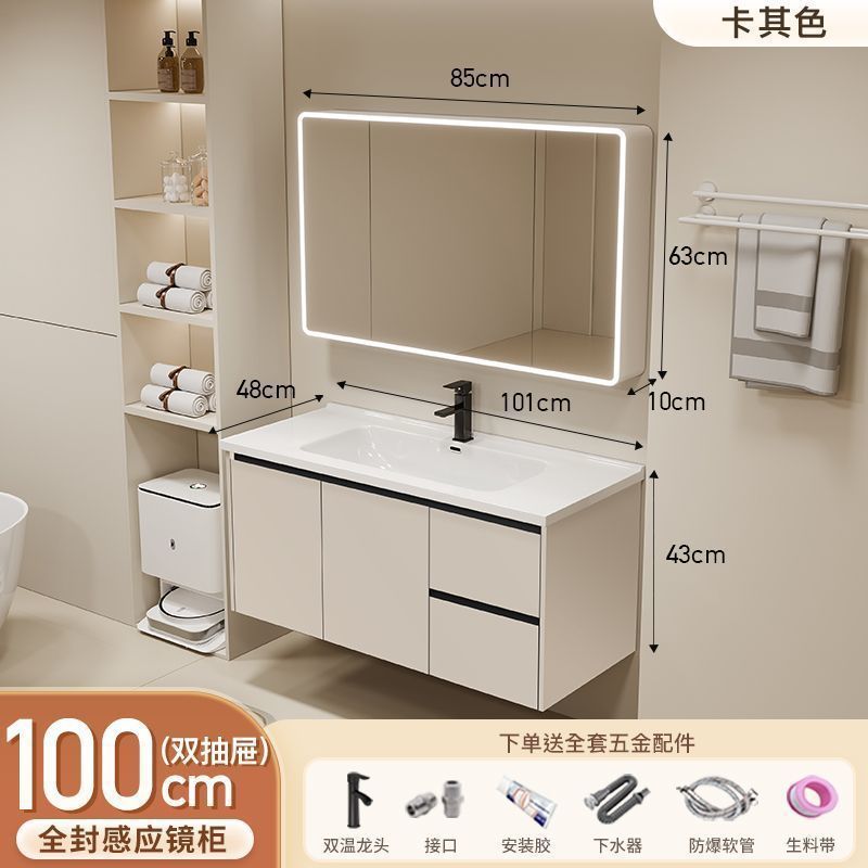 Gabinete de baño de aluminio inteligente espacial grueso combinación lavabo lavabo en cerámica lavabo fábrica de inodoro al por mayor