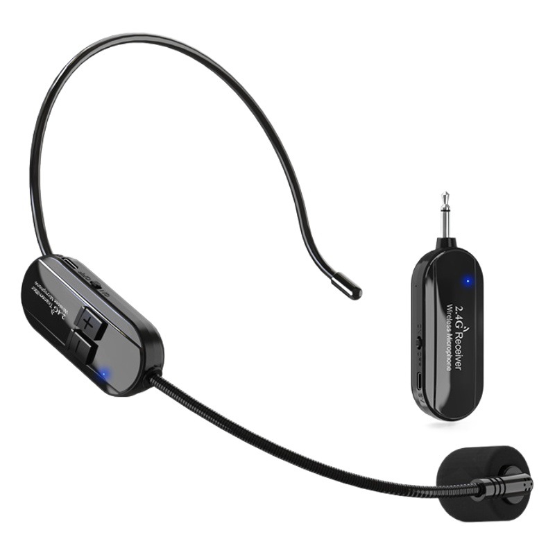 Micrófono de auriculares inalámbrico de 2,4G, guía turístico para profesores, micrófono amplificador de auriculares Little Bee uno a dos