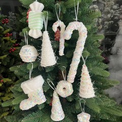 クロスボーダーマカロンクリスマスペンダント、クリスマスデコレーション、キャンディー杖ペンダント、クリスマスツリーペンダント、雰囲気ペンダント