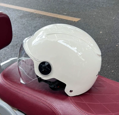 3C Certified Electric Vehicle Helmet, Motorcycle Safety Motosiklet kaskı (dəbilqə) - off-white-transparent-short-lens