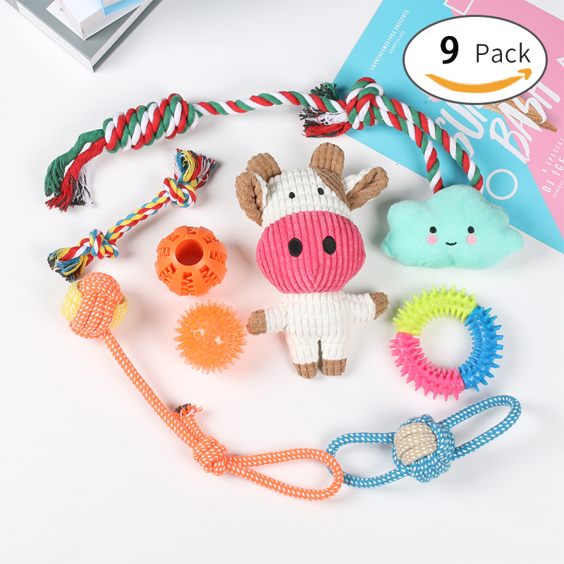 El popular juego de juguetes para la dentición de perros de Amazon, juguete de cuerda de algodón para mascotas, resistente a las mordidas, alivia el aburrimiento, suministra juguetes de autoentretenimiento.