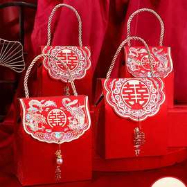 结婚喜糖盒小随身带手提婚礼喜糖袋订婚糖果礼盒包装盒纸盒空盒子