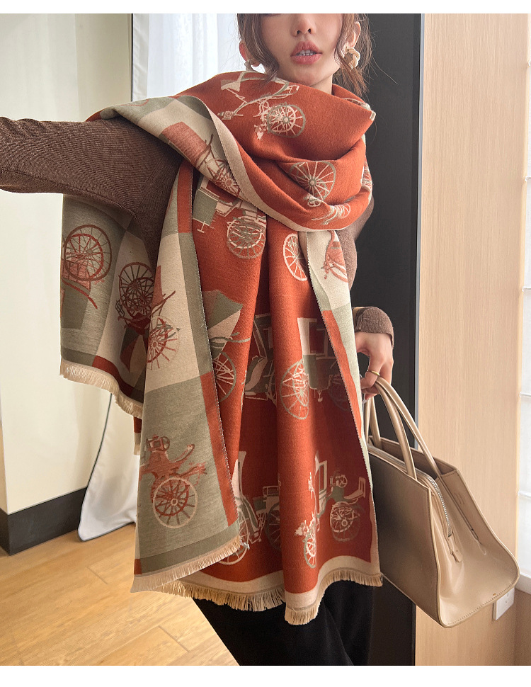 630g Weight Scarf Classification Daily Occasion Imitation cashmere Material Women's Casual Simple Style Carriage Imitation Cashmere Scarf