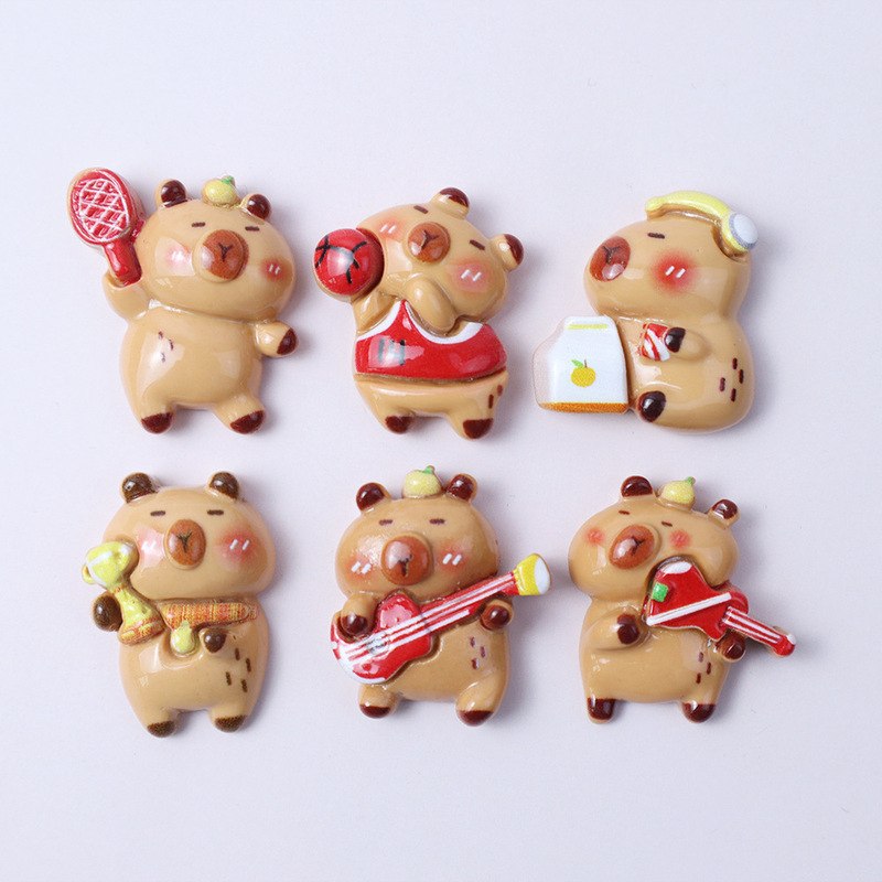 Small Fun Slam Dunk Capybara Resin Accessories Creative Hair Clips Phone Cases Water Bottle Stickers Clogs