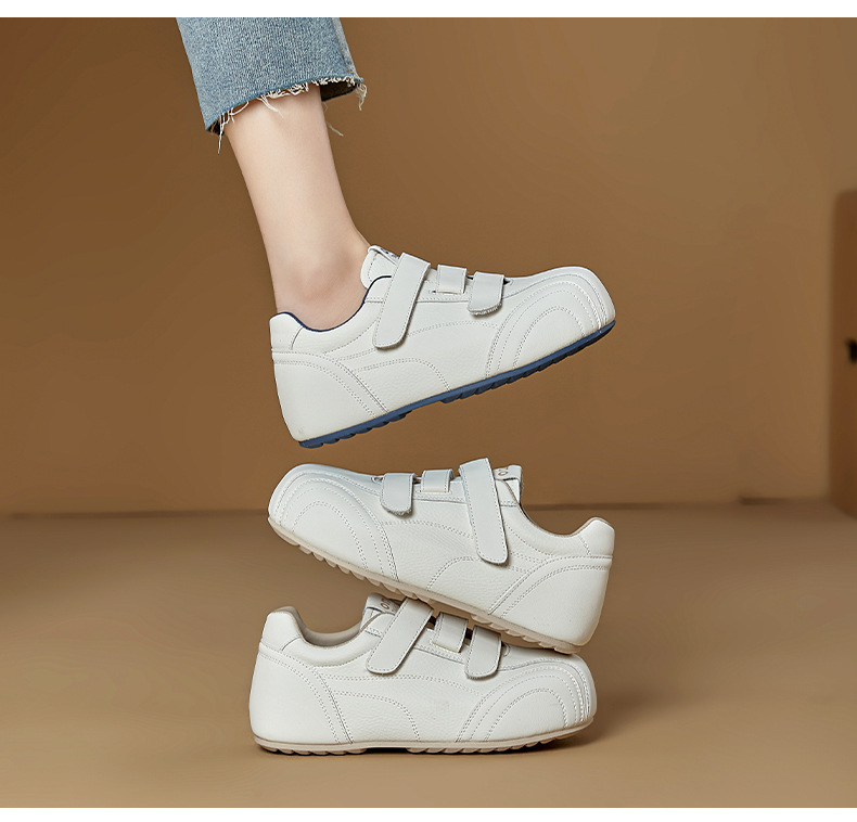 Baskets femme à scratch blanches chaussures casual polyvalentes_voghion.com