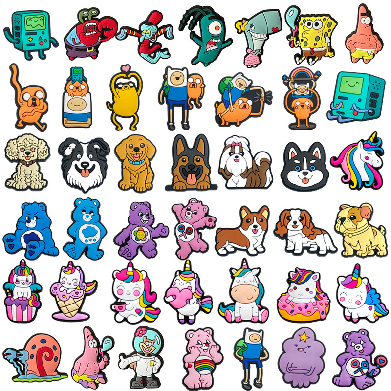 Single Set of 34 Unicorn Rainbow Bear Shoe Charms, Shoe Buckle Accessories for Clogs, High-End Pvc Soft Rubber Shoe Decorations