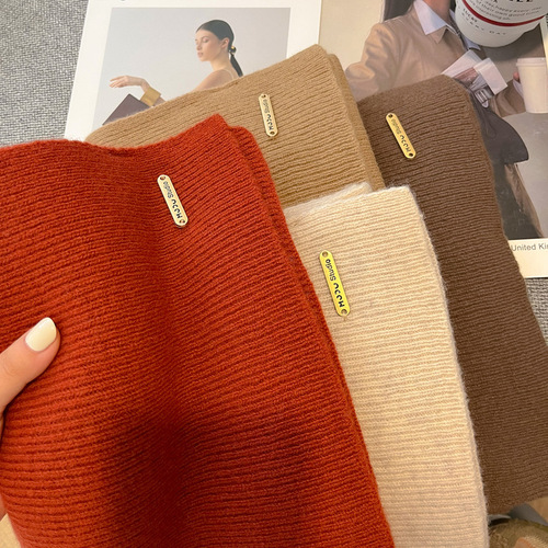 Time-warming word-of-mouth model!  100% pure wool knitted scarf for women couple versatile solid color scarf winter for men