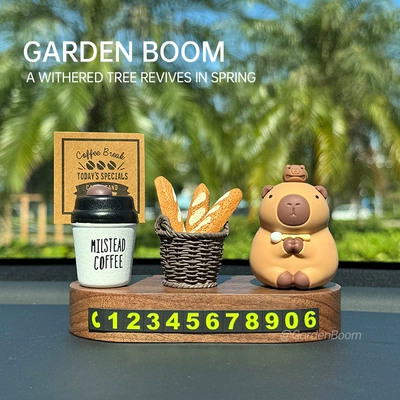 Phone Plate, Creative Decorative Ornaments Nömrəli dayanma kartı - walnut-base-1262cm-wooden-fish-capibala-coffee-cup-bread-basket-free-adhesive-number