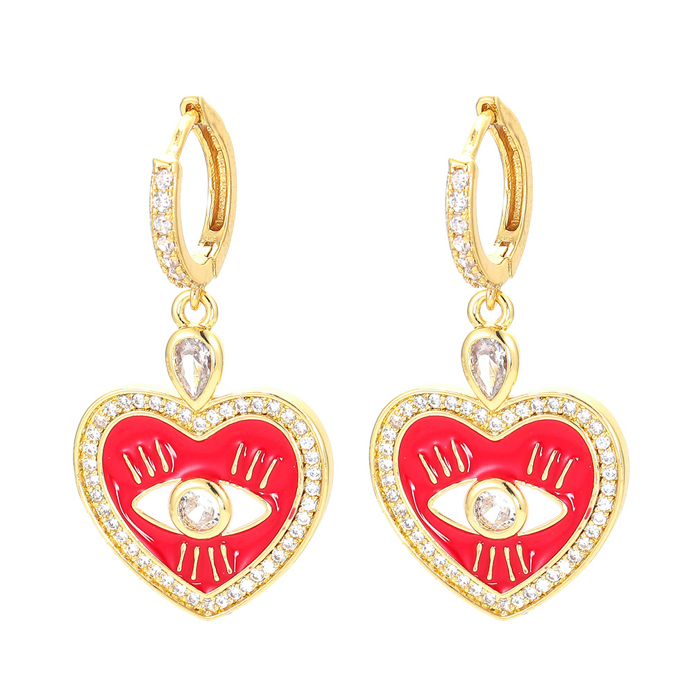 Wholesale Jewelry Heart Bordered Eyes Copper Earrings Nihaojewelry display picture 1