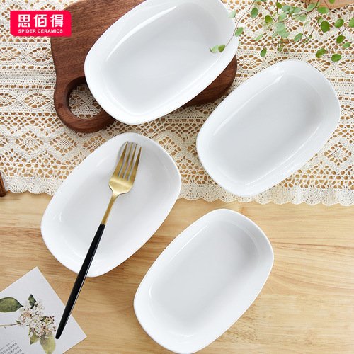 Creative pure white household bone china small dishes and snack plates, hotel commercial square towel plates, square plates for pastries and snacks