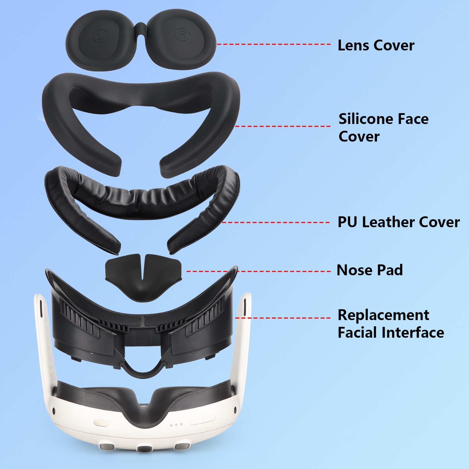 The widened mask replacement stand for Meta Quest 3 can be worn with a silicone mask for a more skin-friendly look Application Scenario