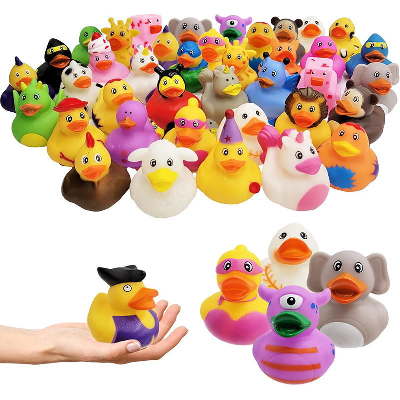入浴や水遊びをする小さなアヒルをピンチして鳴らすビニール製の小さな黄色いアヒルのおもちゃ、ミルクティーショップの小さなギフト、教育玩具、母子アヒル|undefined