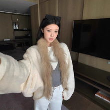 蝙蝠袖毛呢外套女羊毛保暖冬季宽松慵懒气质上衣复古显瘦百搭开衫