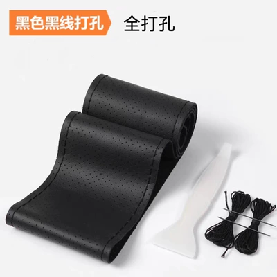 Steering wheel cover – Car Aromatherapy - microfiber-leather-fully-perforated-black-thread-38