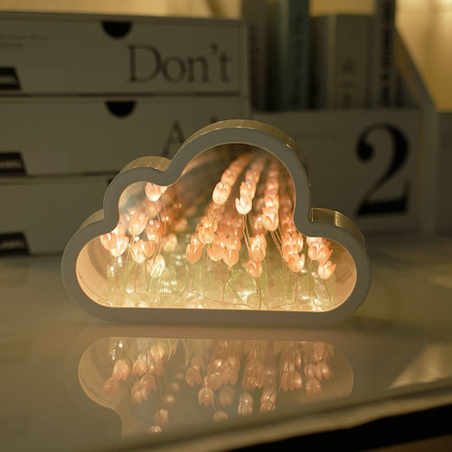 Tulip Cloud Mirror Creative Night Lamp Gift Christmas Festival Gift Girlfriend Friend Atmosphere Handmade Decor