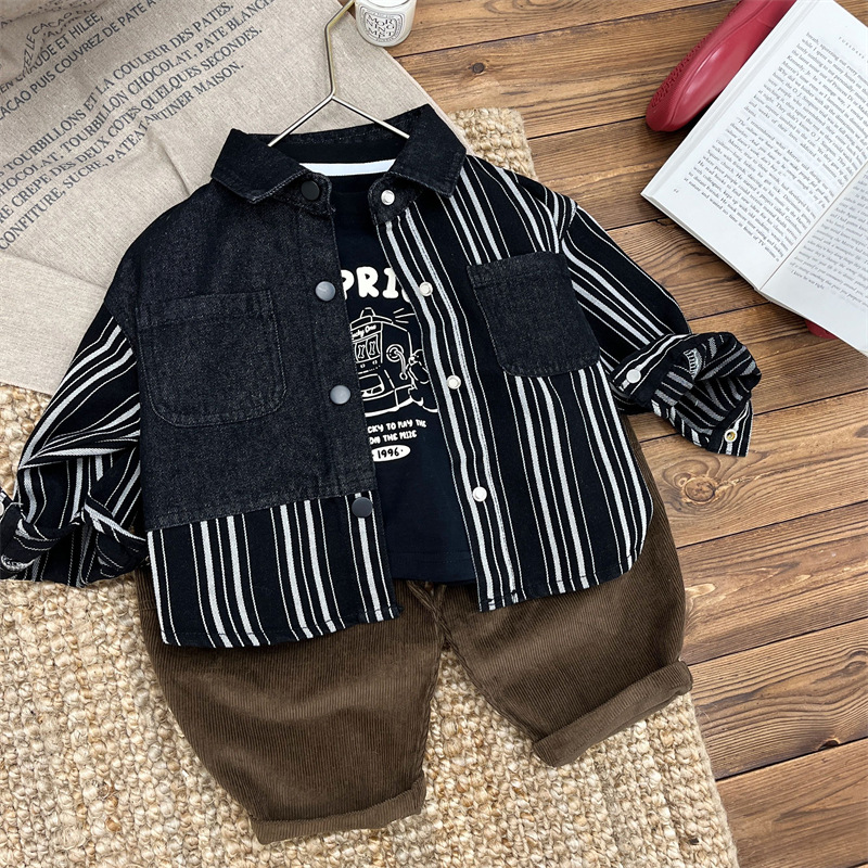 Children's boys' corduroy new casual pan, children's Korean version autumn clothing, baby striped velvet versatile_voghion.com