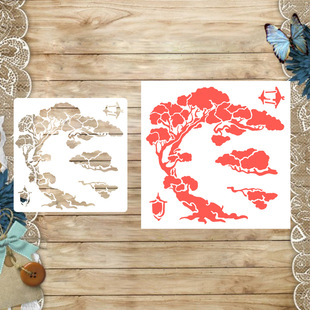Cross-Border Dropshipping Masking Board Pine Pattern Hollow Carving Plastic Hand-Painted Graffiti Spray Handbook Decoration Template