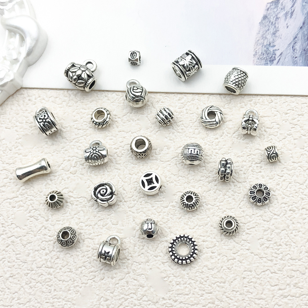 混26款藏银饰品配件吊坠花托隔珠DIY手链直管手工材料手链配饰详情8