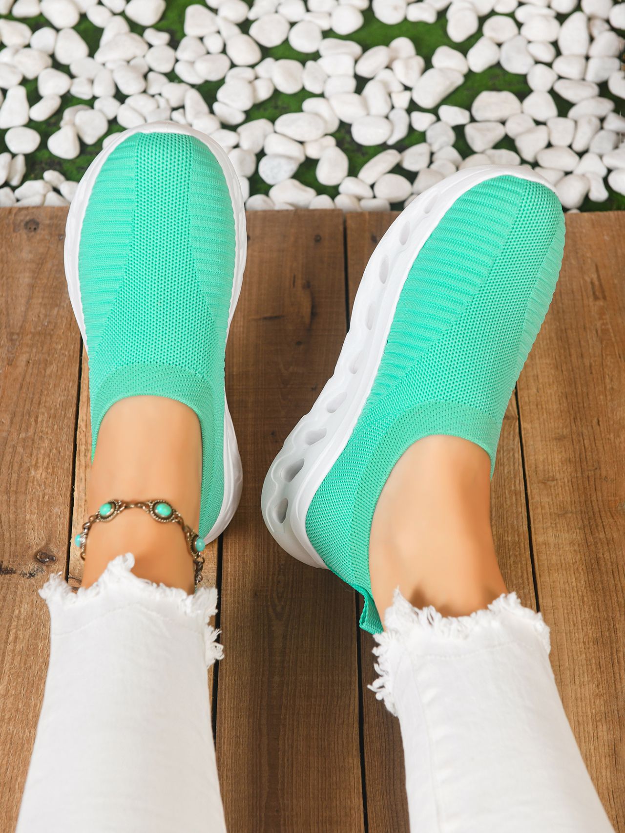 Breathable Women's Casual Trainers Lightweight Knit Running Shoes_voghion.com